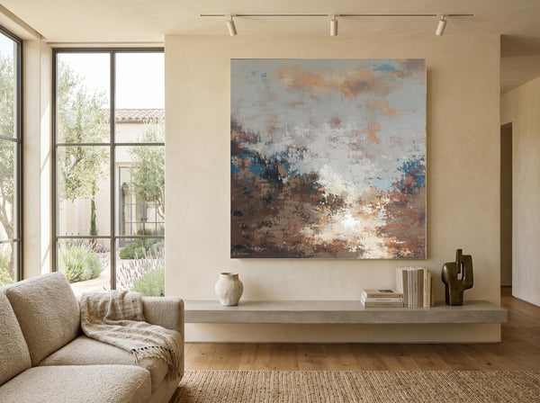 Ditzelfde werk, opgehangen in een licht Scandinavisch interieur